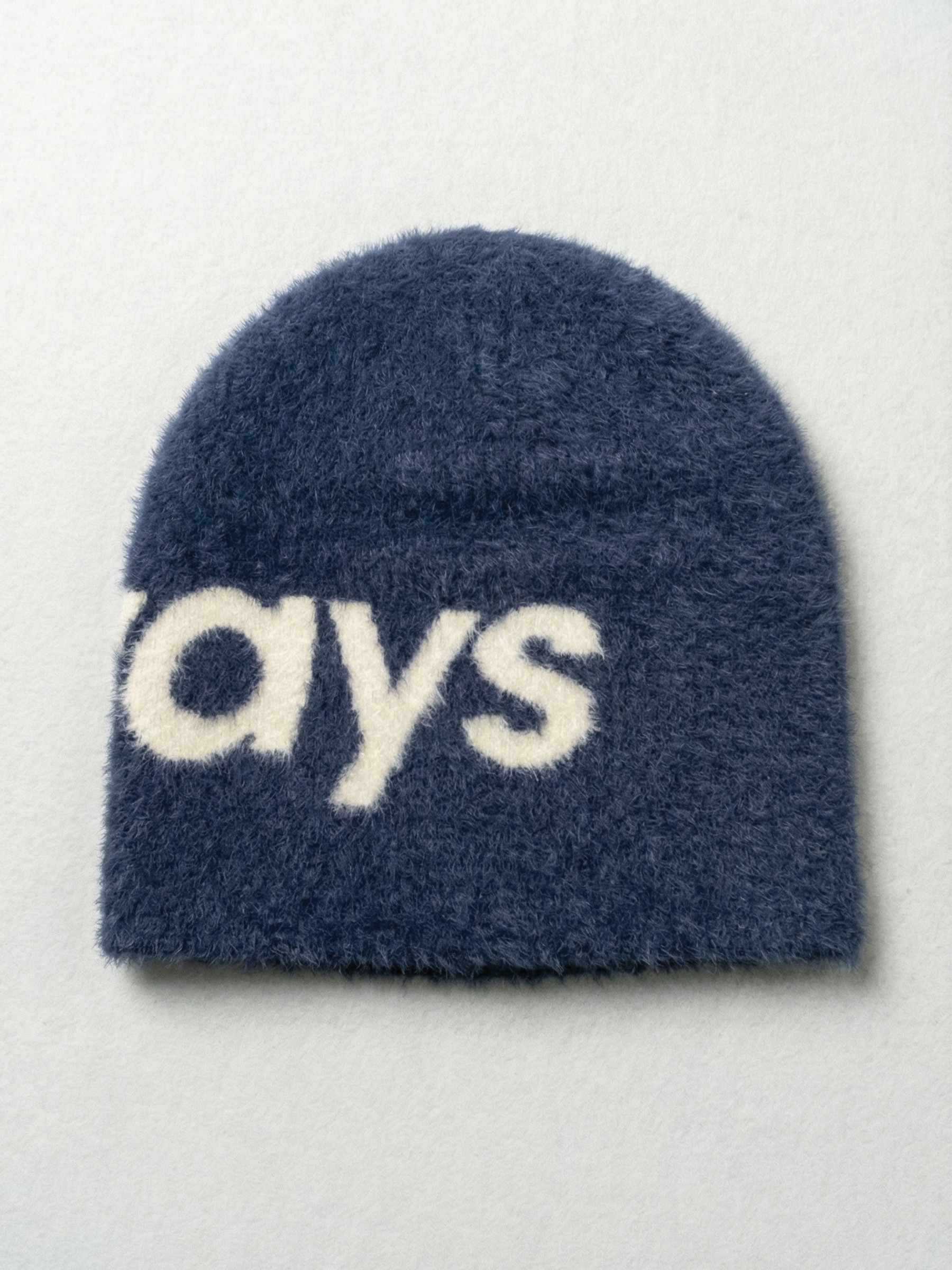 Brushed Mohair Knit Cap - Navy