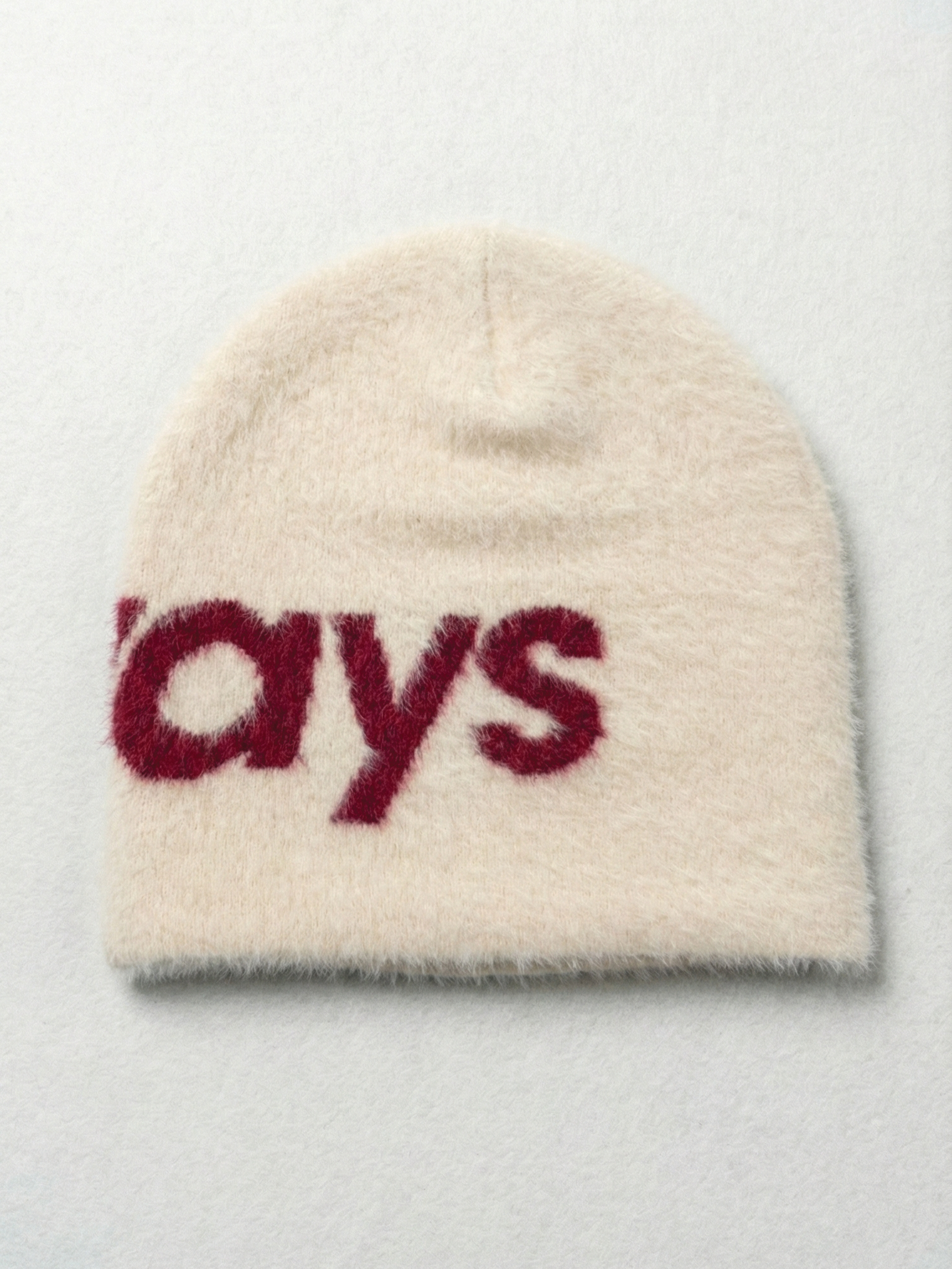 Brushed Mohair Knit Cap - Cream