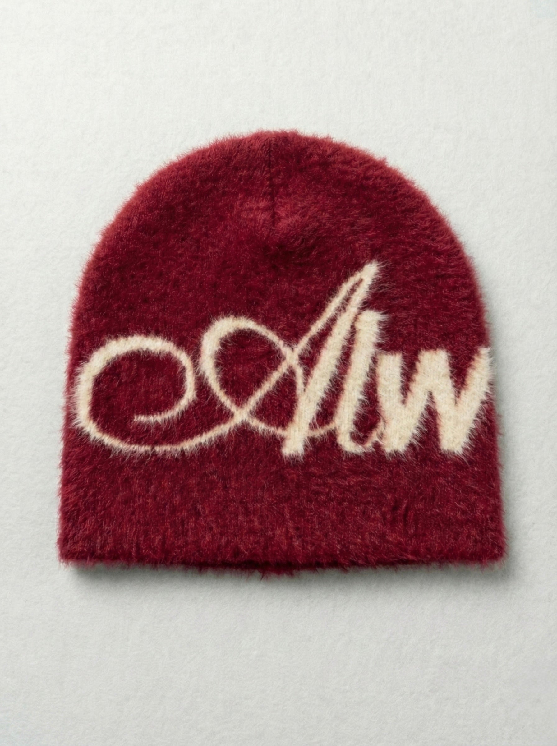 Brushed Mohair Knit Cap - Red