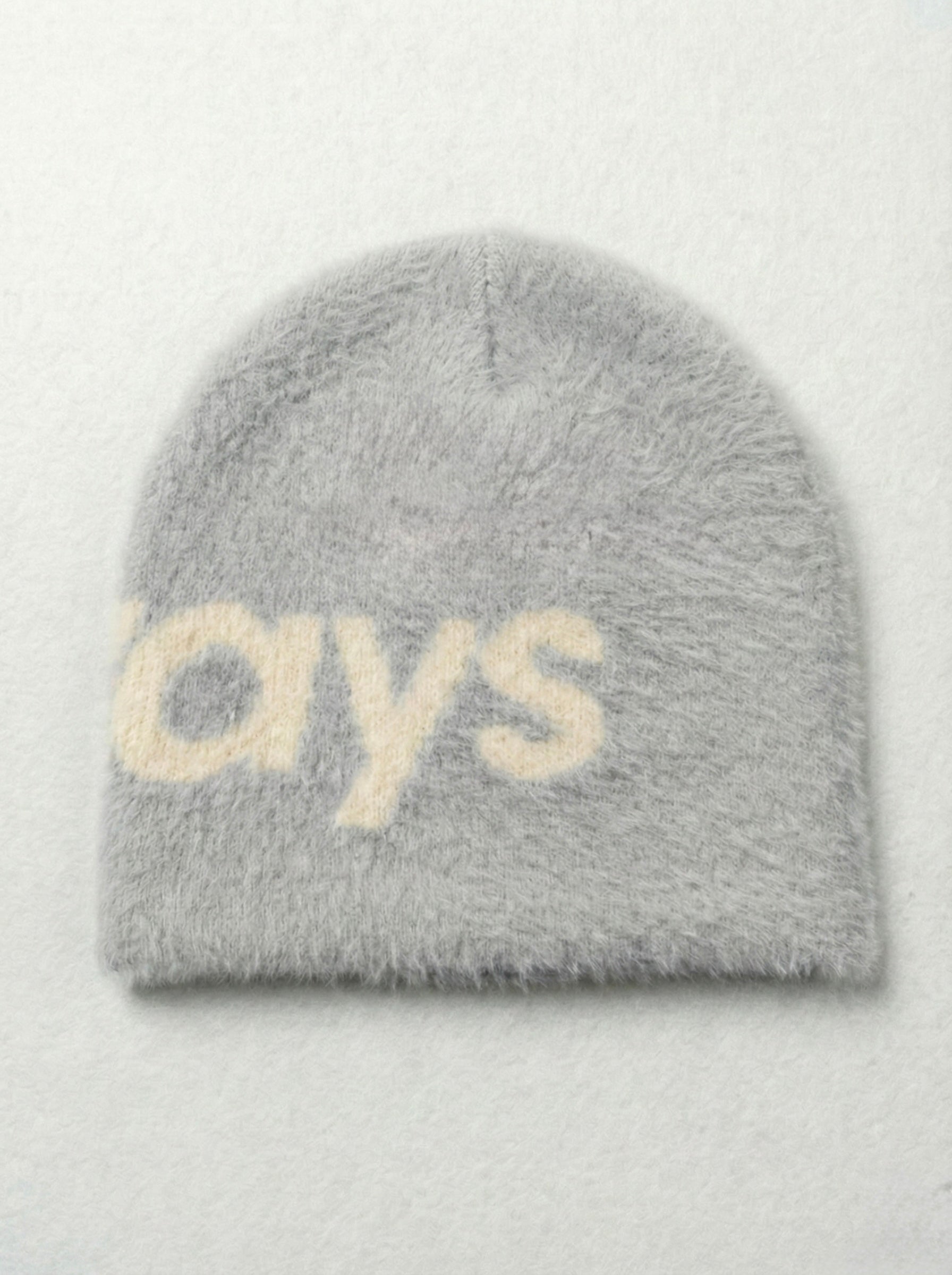 Brushed Mohair Knit Cap - Grey