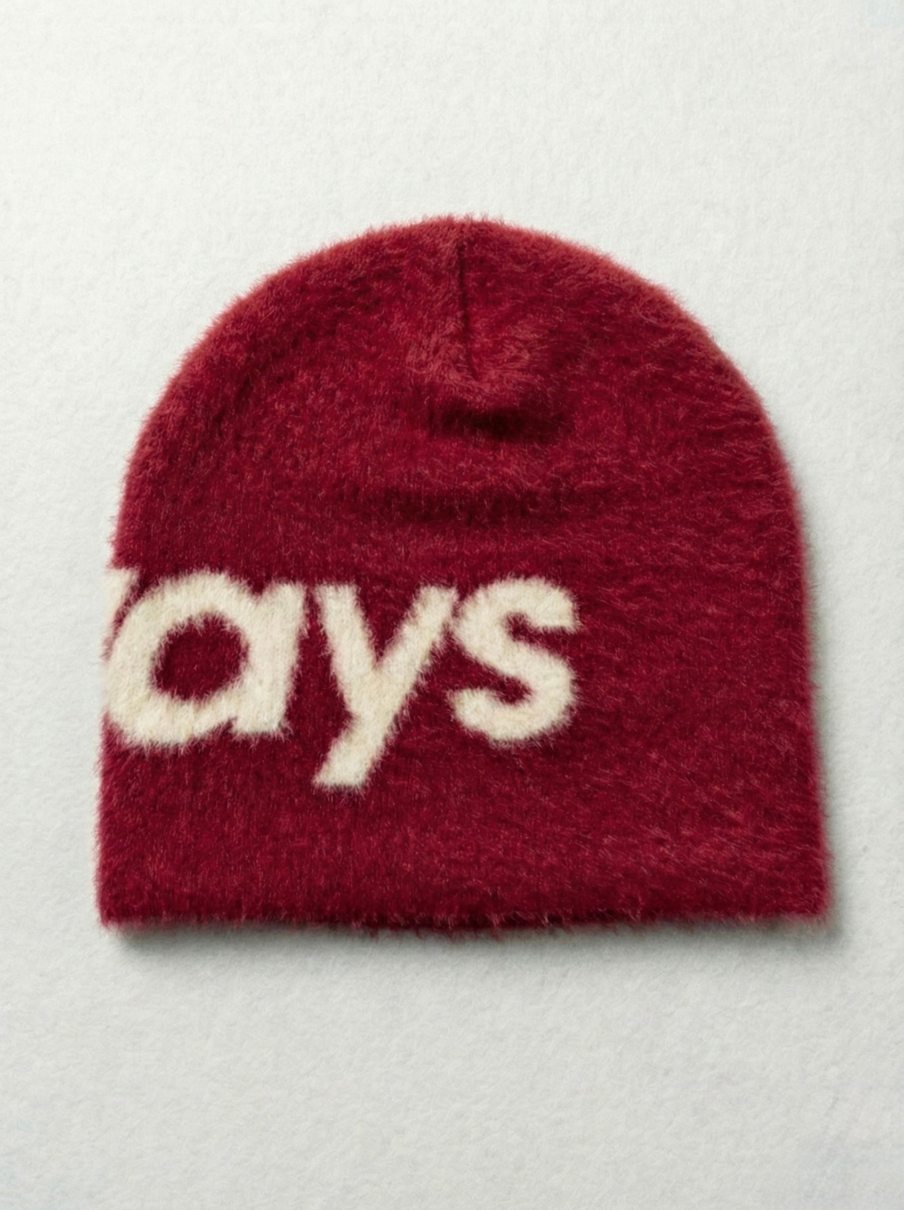 Brushed Mohair Knit Cap - Red