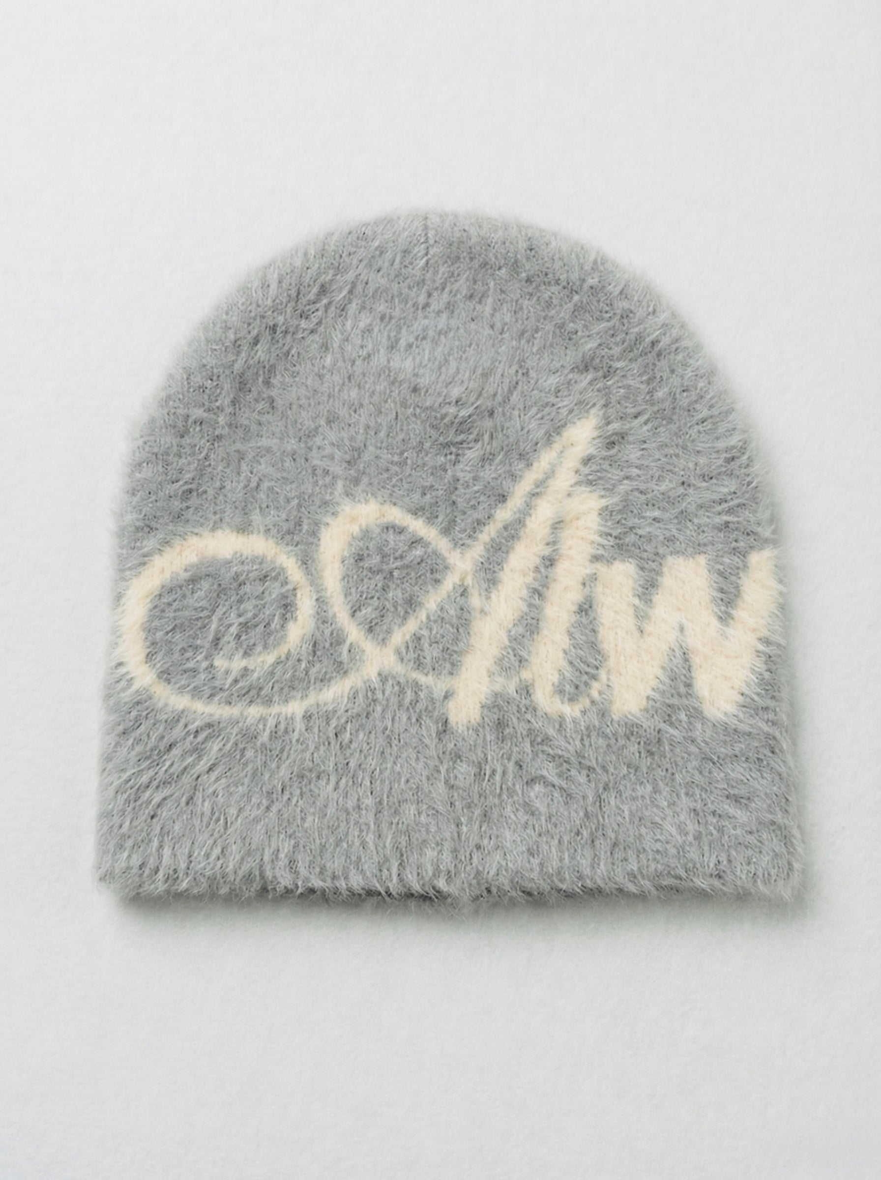 Brushed Mohair Knit Cap - Grey