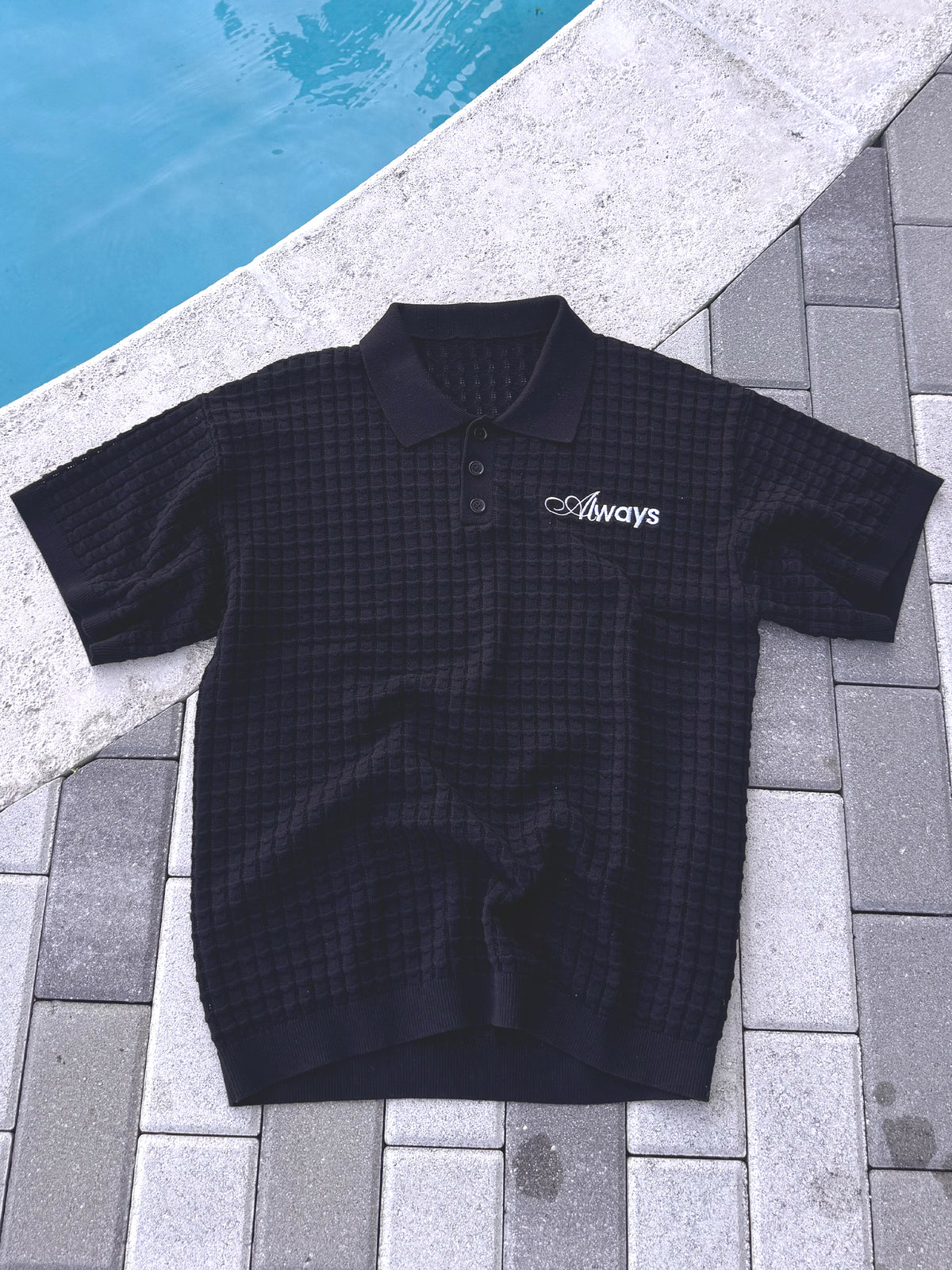 Always Waffle Knit Polo - Navy